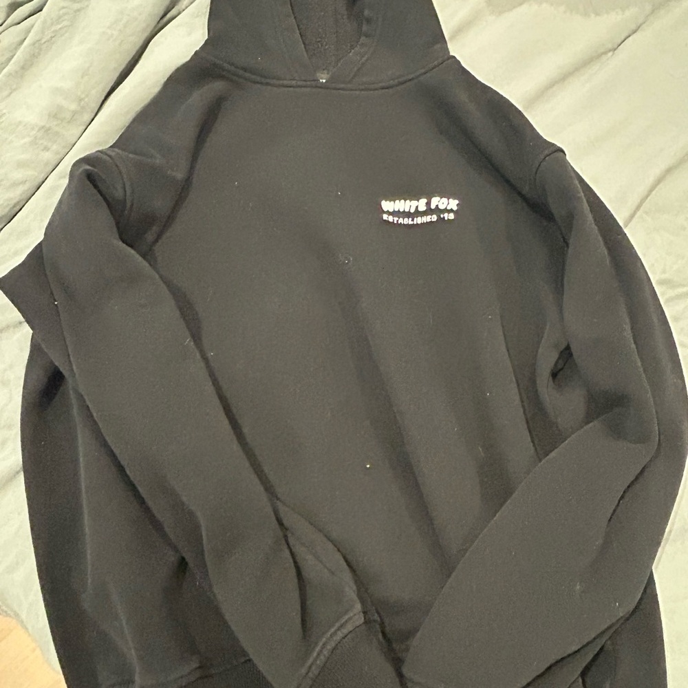 White Fox Boutique Black Hoodie with Small White Logo